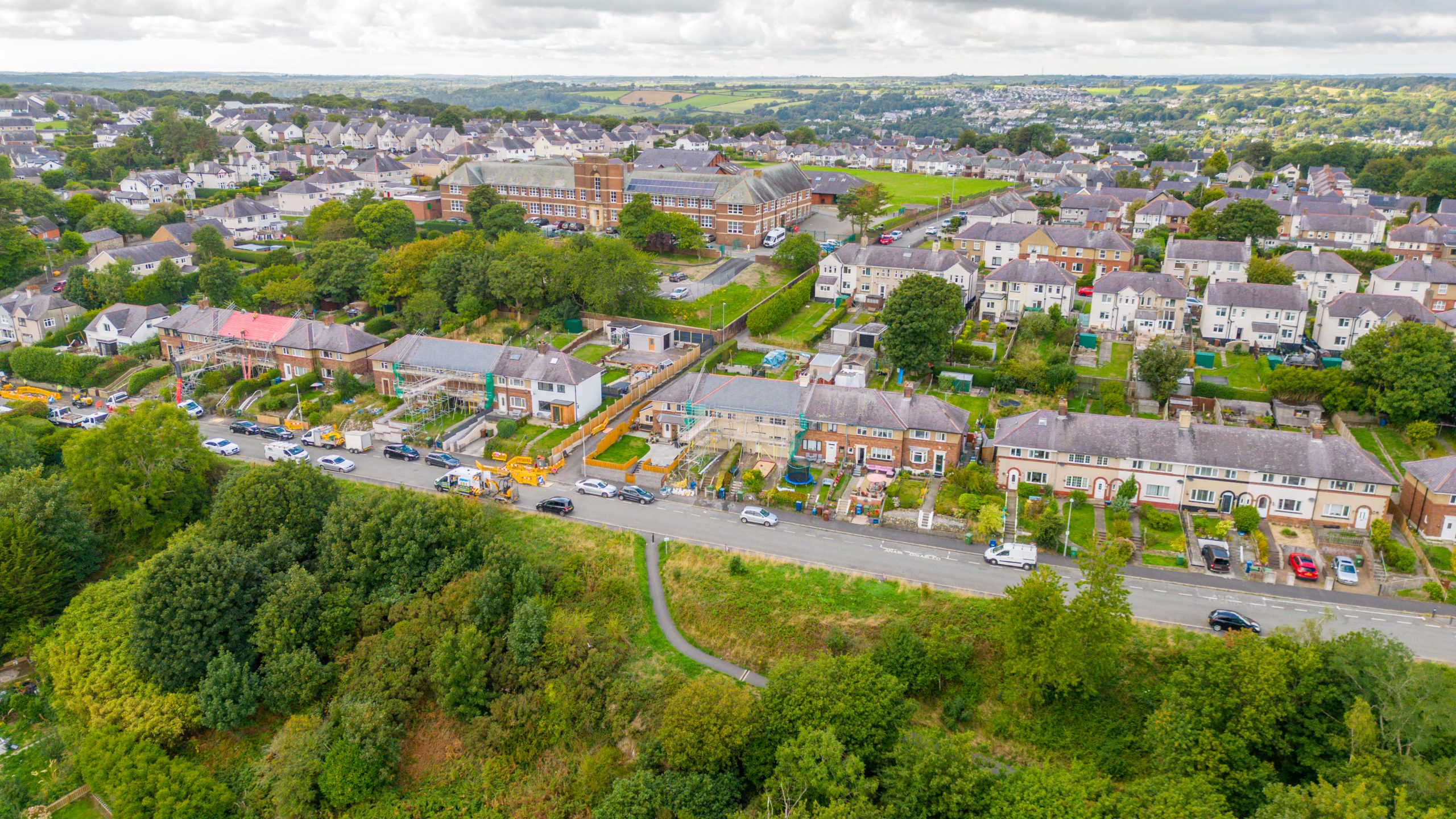 Ariel shot of Homes in Bangor that we are renovating - external works