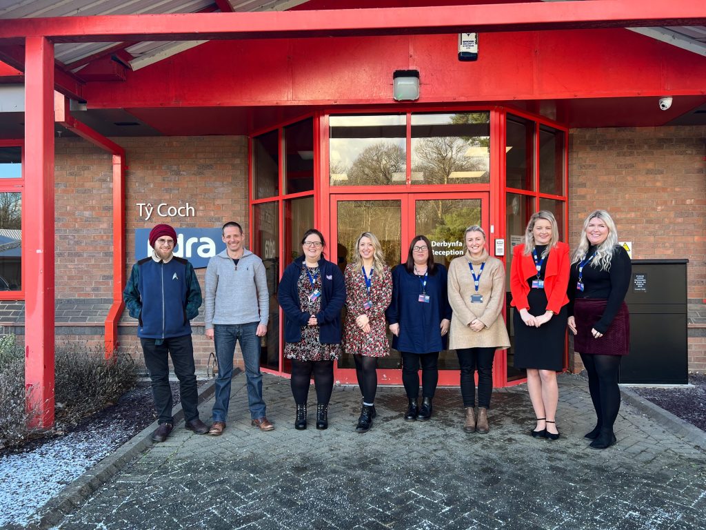 Adra Staff outside Ty Coch office Bangor