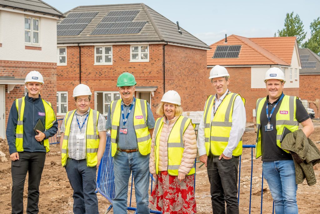 A delegation from Denbighshire County Council visiting the Plas Newydd Farm site in Prestatyn