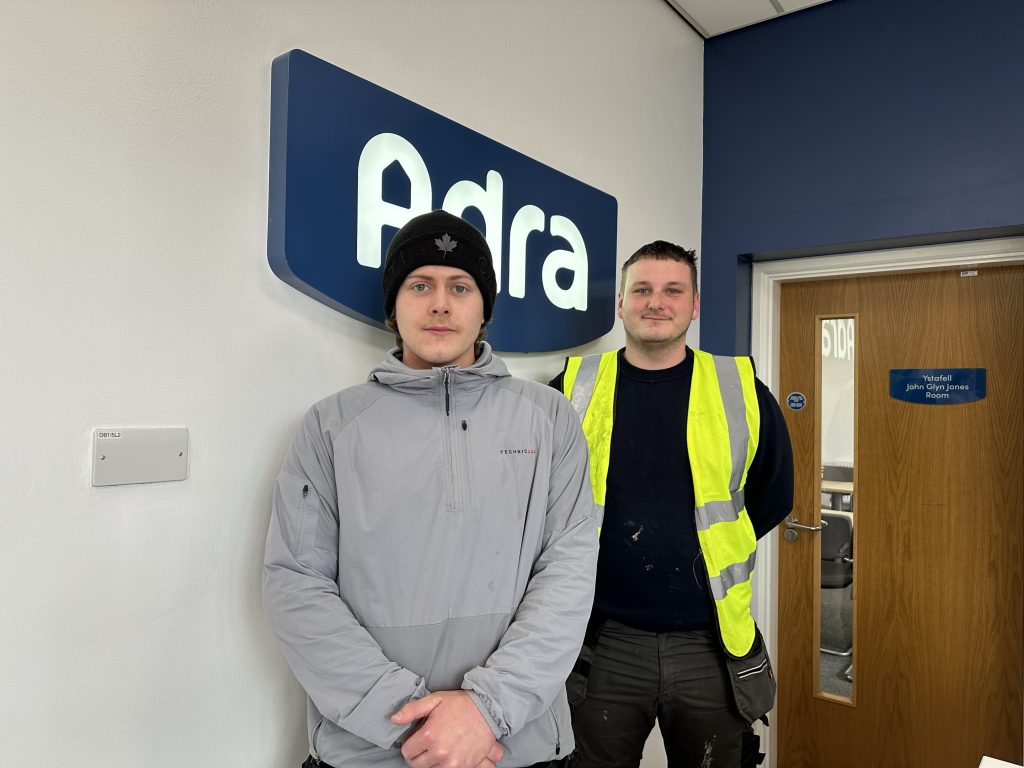 picture of two academi adra plaid work placements employees Dylan a Tomos Academi Adra